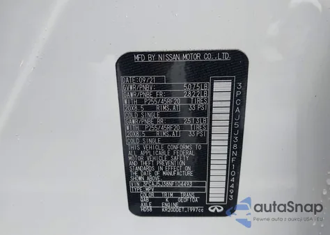 2022 Infiniti Qx55 Luxe Awd from USA, damaged, VIN 3PCAJ5J38NF104493